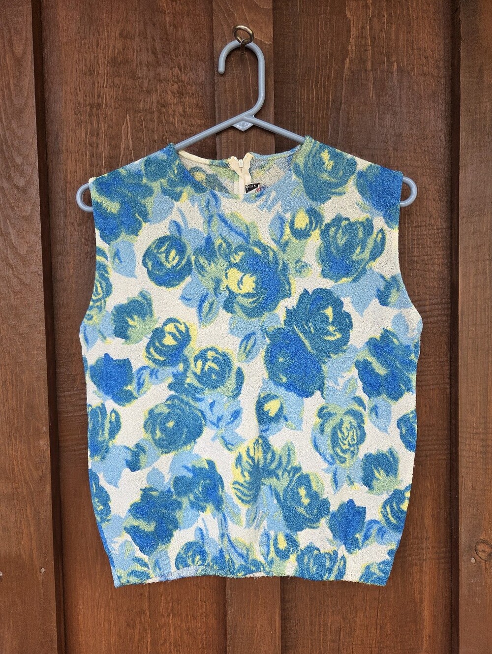 Vintage Boucle Knit Nylon Floral Top